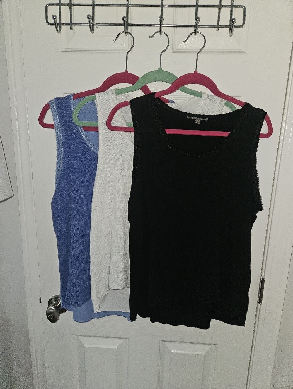 Tempo Paris Sleeveless Knit Tank Top - Black, White, Blue SET OF 3 For The Price